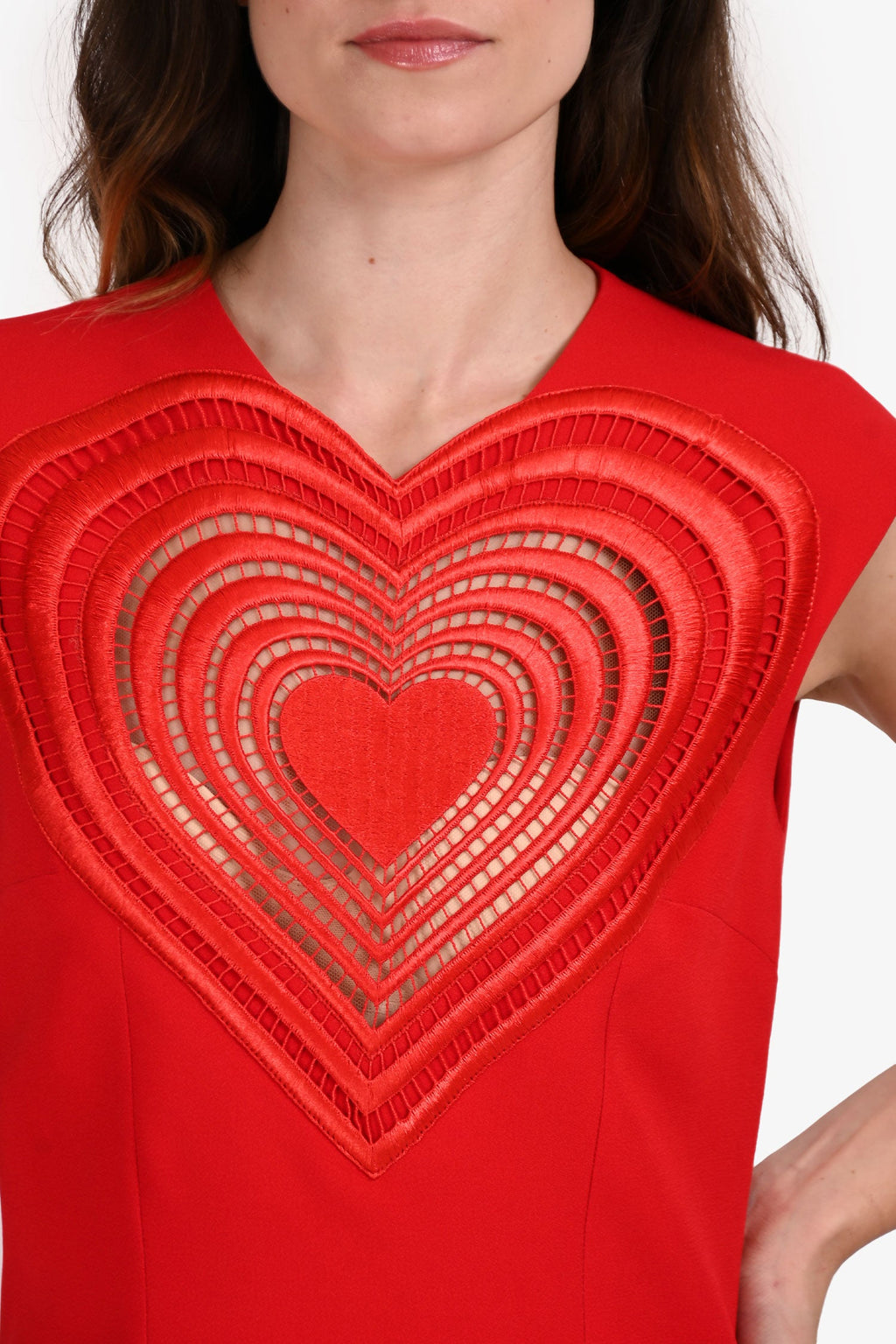 Christopher Kane Red Heart Shaped Short Sleeve Dress Size 4