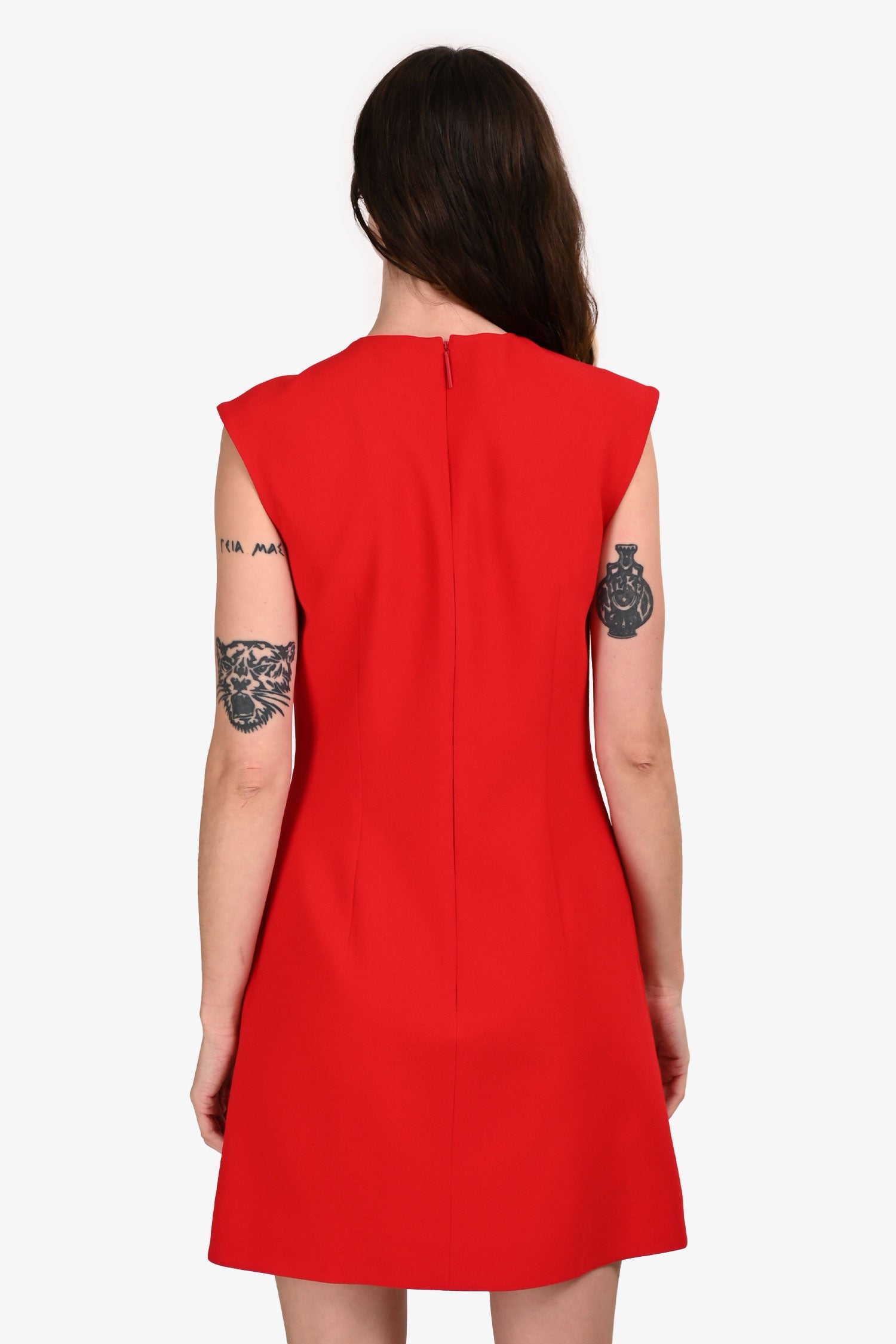 Christopher Kane Red Heart Shaped Short Sleeve Dress Size 4