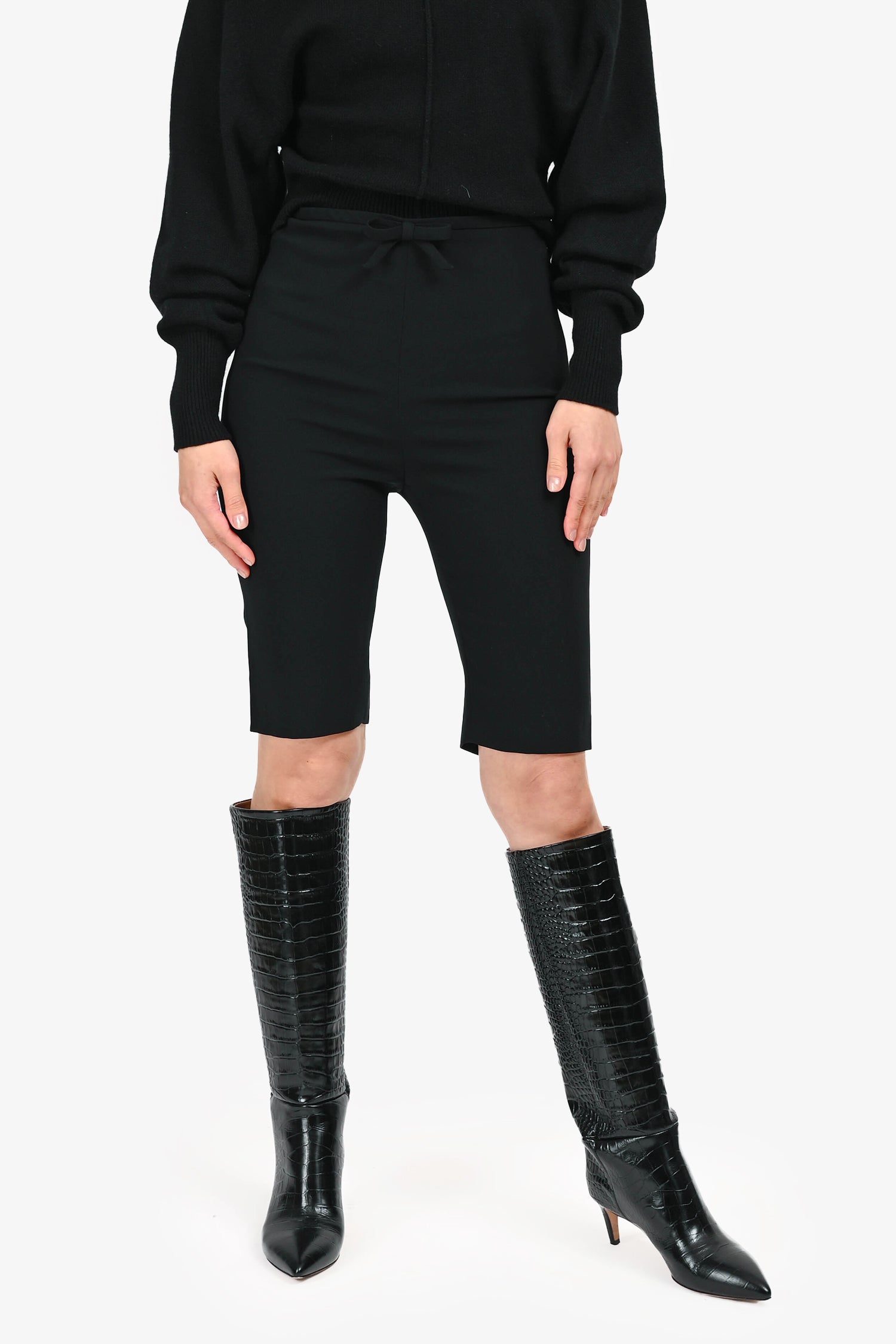 Miu Miu 2020 Black Bow Detailed Capri Pants Size 40