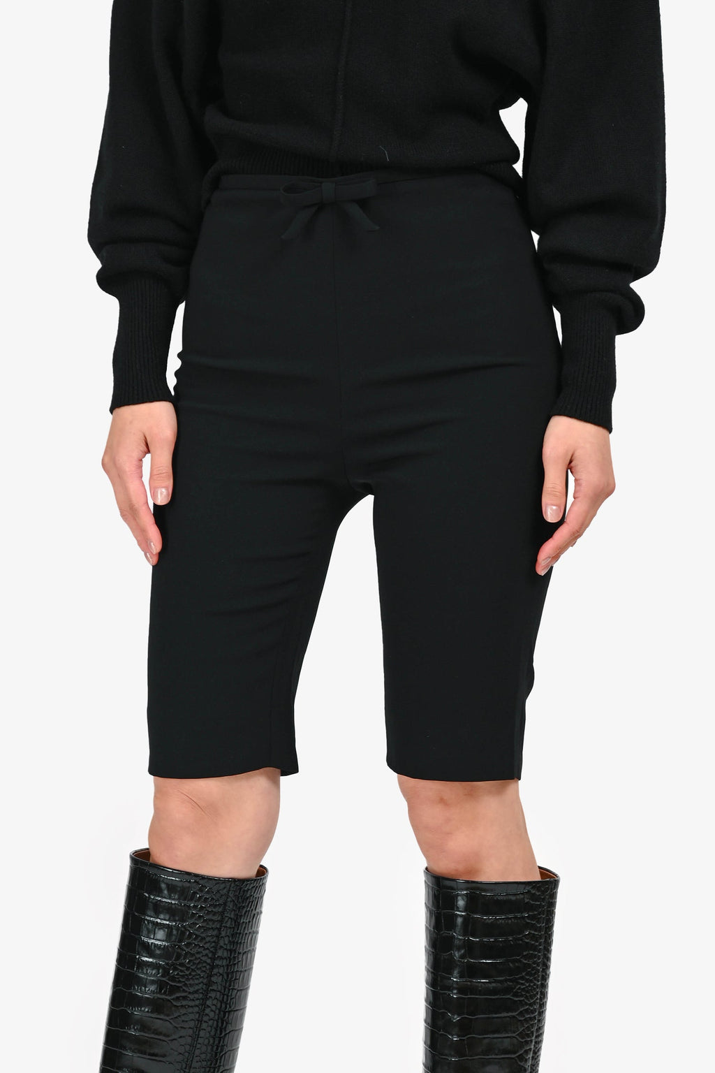 Miu Miu 2020 Black Bow Detailed Capri Pants Size 40