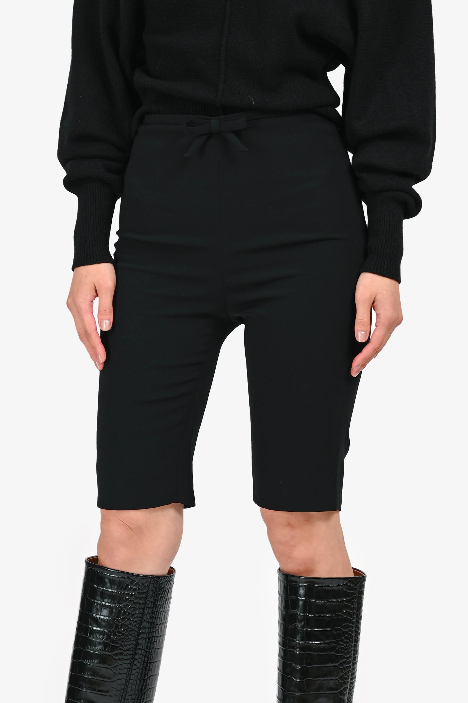 Miu Miu 2020 Black Bow Detailed Capri Pants Size 40
