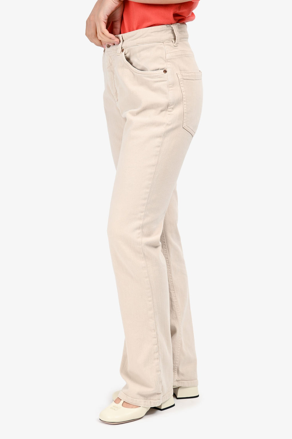 Brunello Cucinelli Pink Denim Mini Flared Jeans Size 4 US