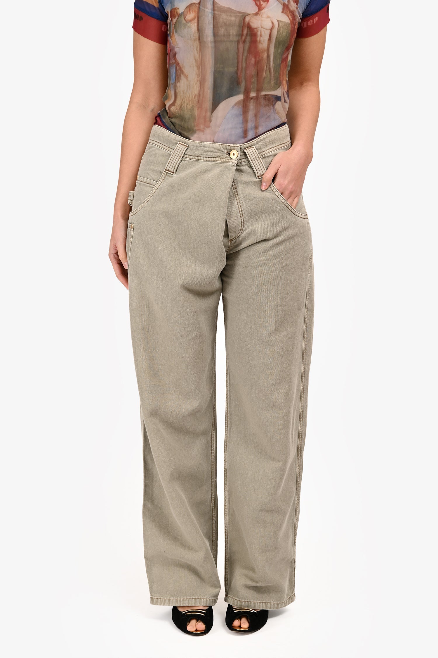 Brunello Cucinelli Grey Wrapped Carpenter Low Raise Jeans Size 4 US