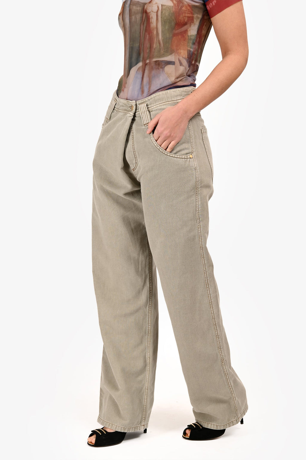 Brunello Cucinelli Grey Wrapped Carpenter Low Raise Jeans Size 4 US