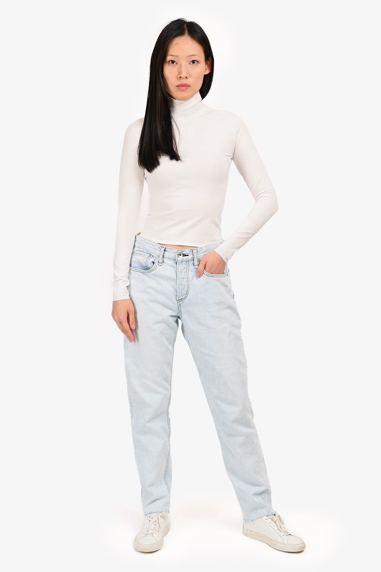 Rag & Bone Light Blue Denim Distressed Straight Legged Jeans Size 26