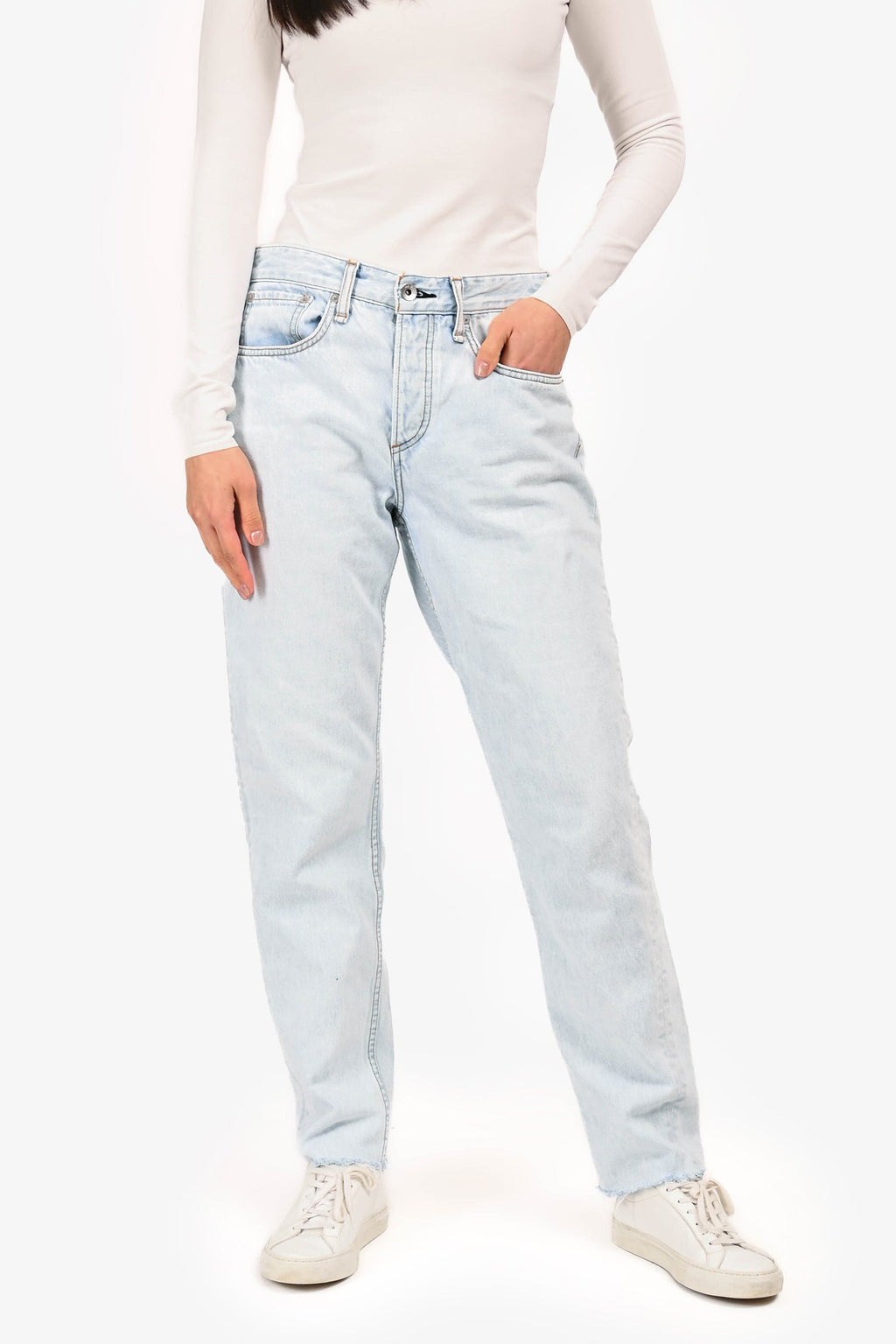 Rag & Bone Light Blue Denim Distressed Straight Legged Jeans Size 26
