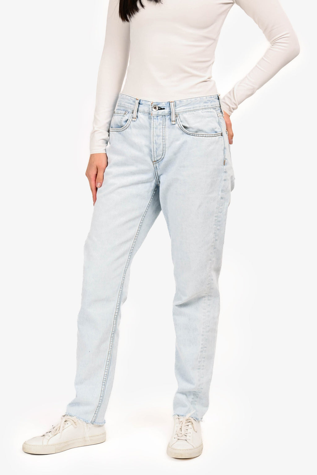 Rag & Bone Light Blue Denim Distressed Straight Legged Jeans Size 26