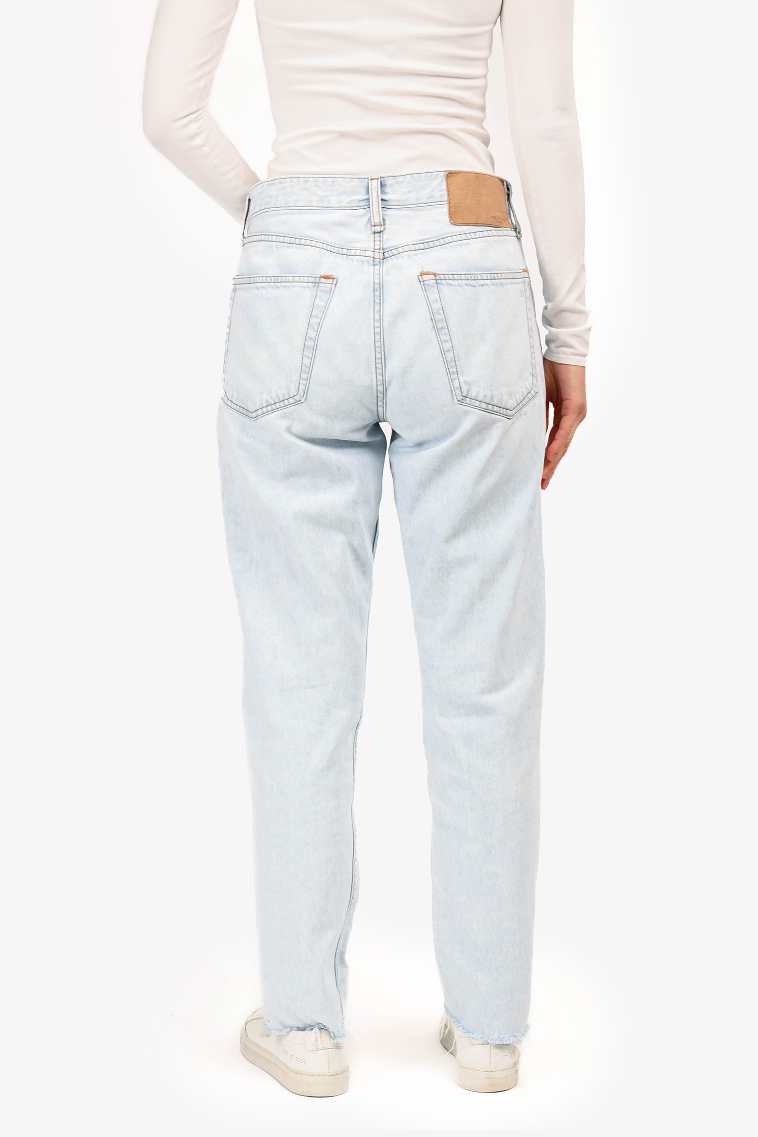 Rag & Bone Light Blue Denim Distressed Straight Legged Jeans Size 26