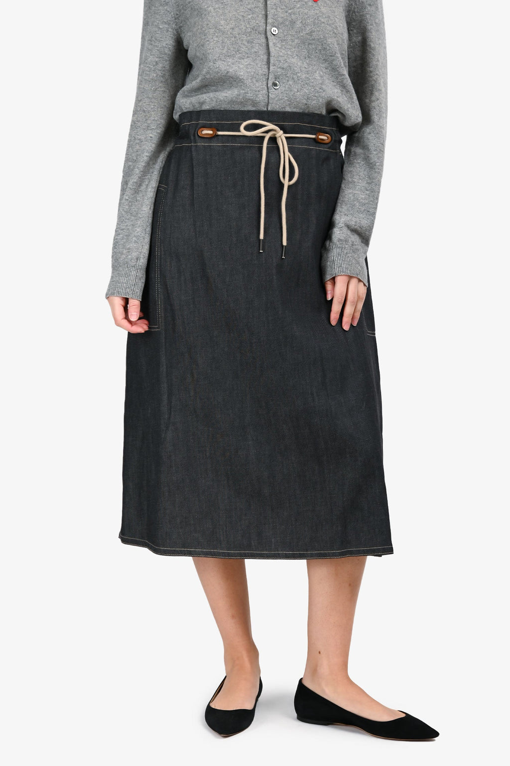 Sofie D'Hoore Dark Denim Midi Skirt Size 38