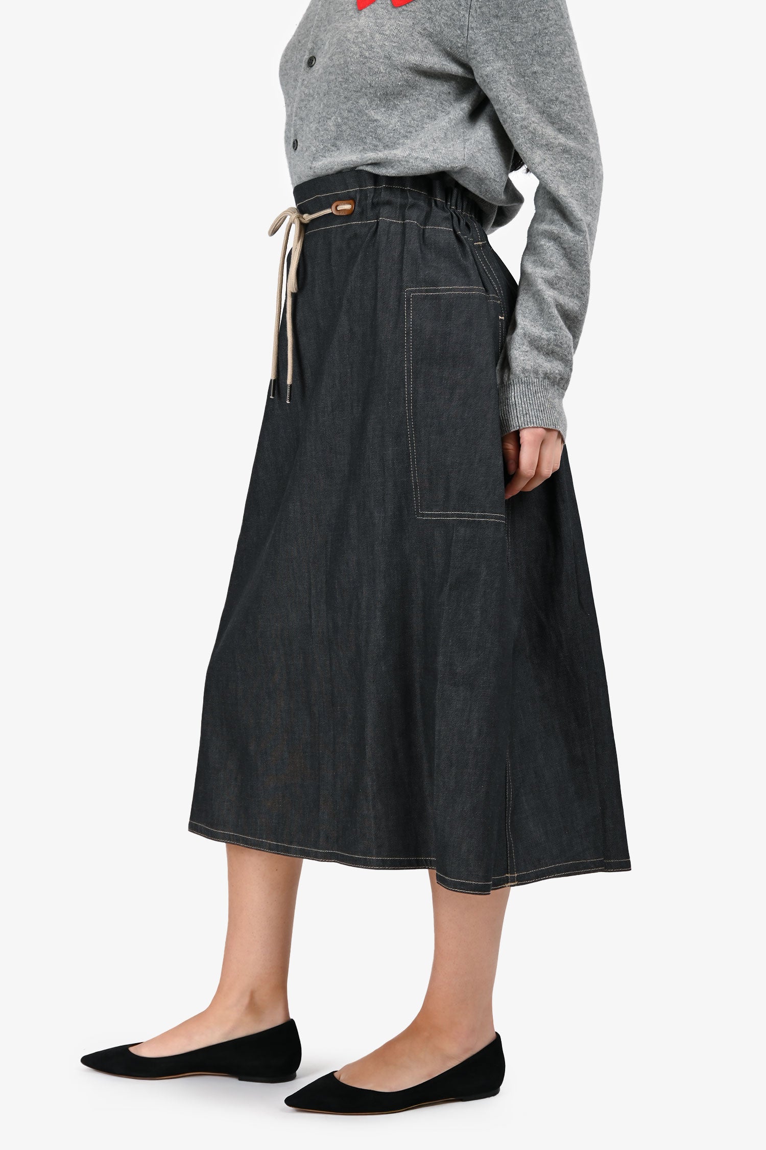 Sofie D'Hoore Dark Denim Midi Skirt Size 38