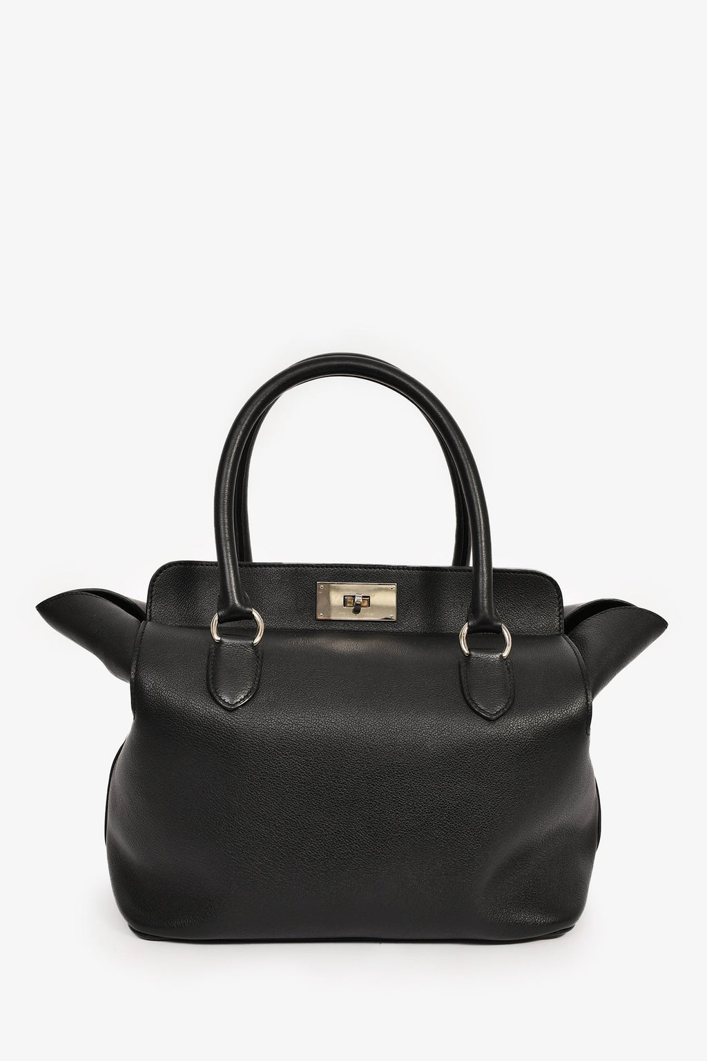 Hermès Black Leather Tool Box 26 Top Handle With Strap