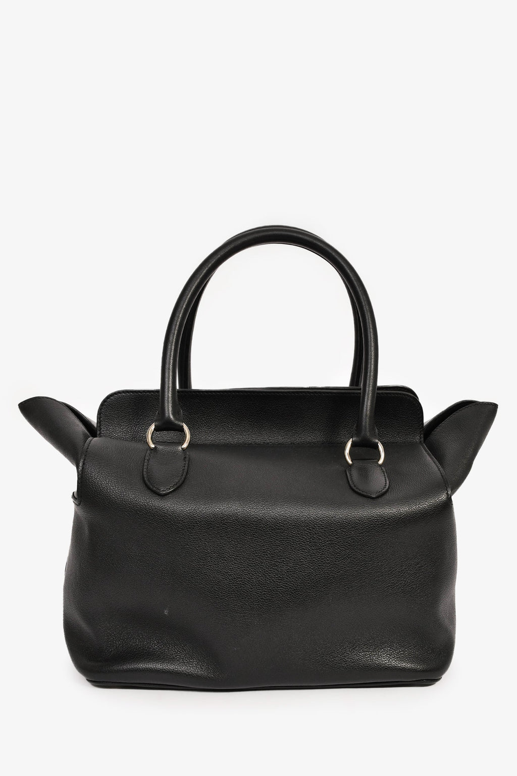 Hermès Black Leather Tool Box 26 Top Handle With Strap