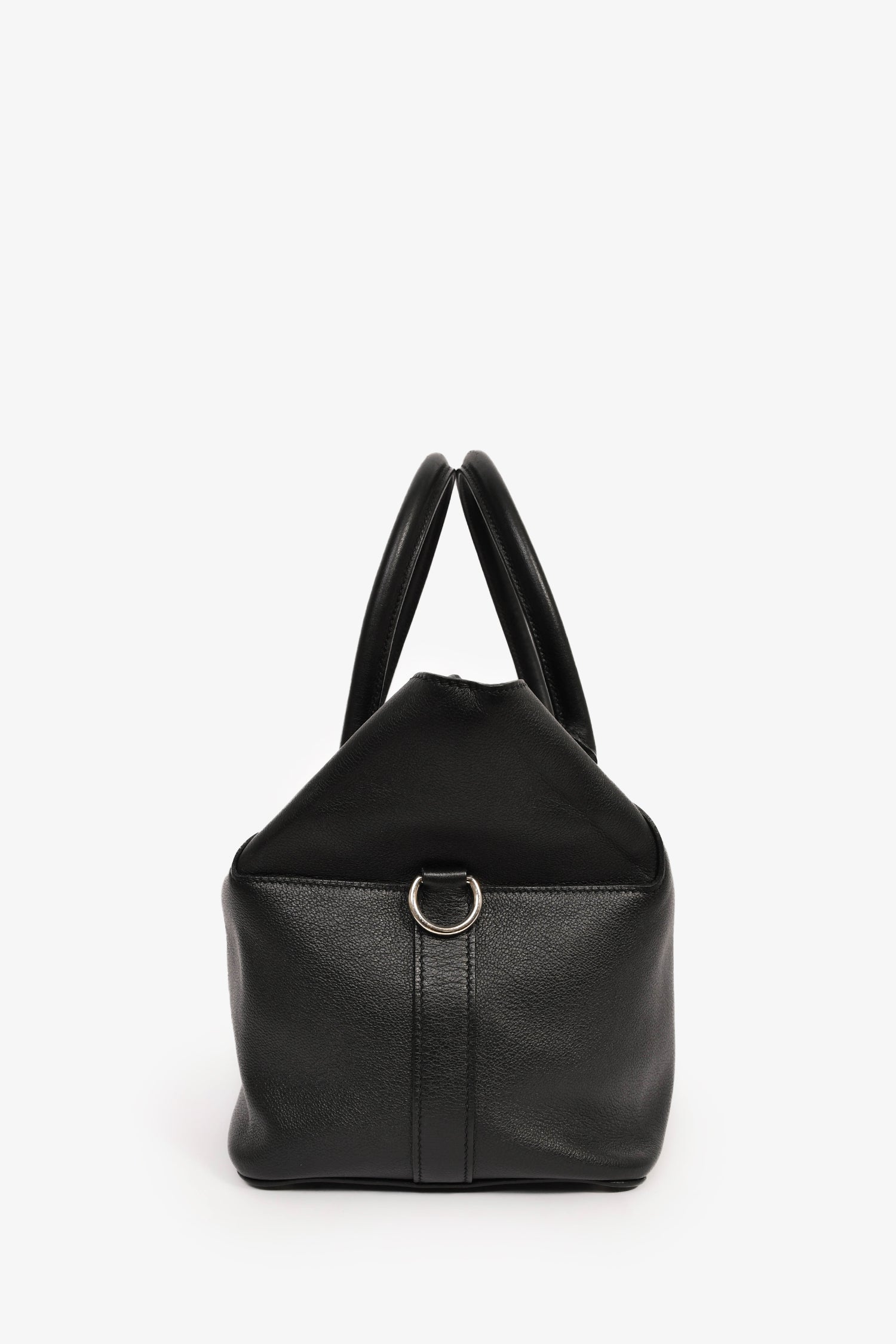 Hermès Black Leather Tool Box 26 Top Handle With Strap