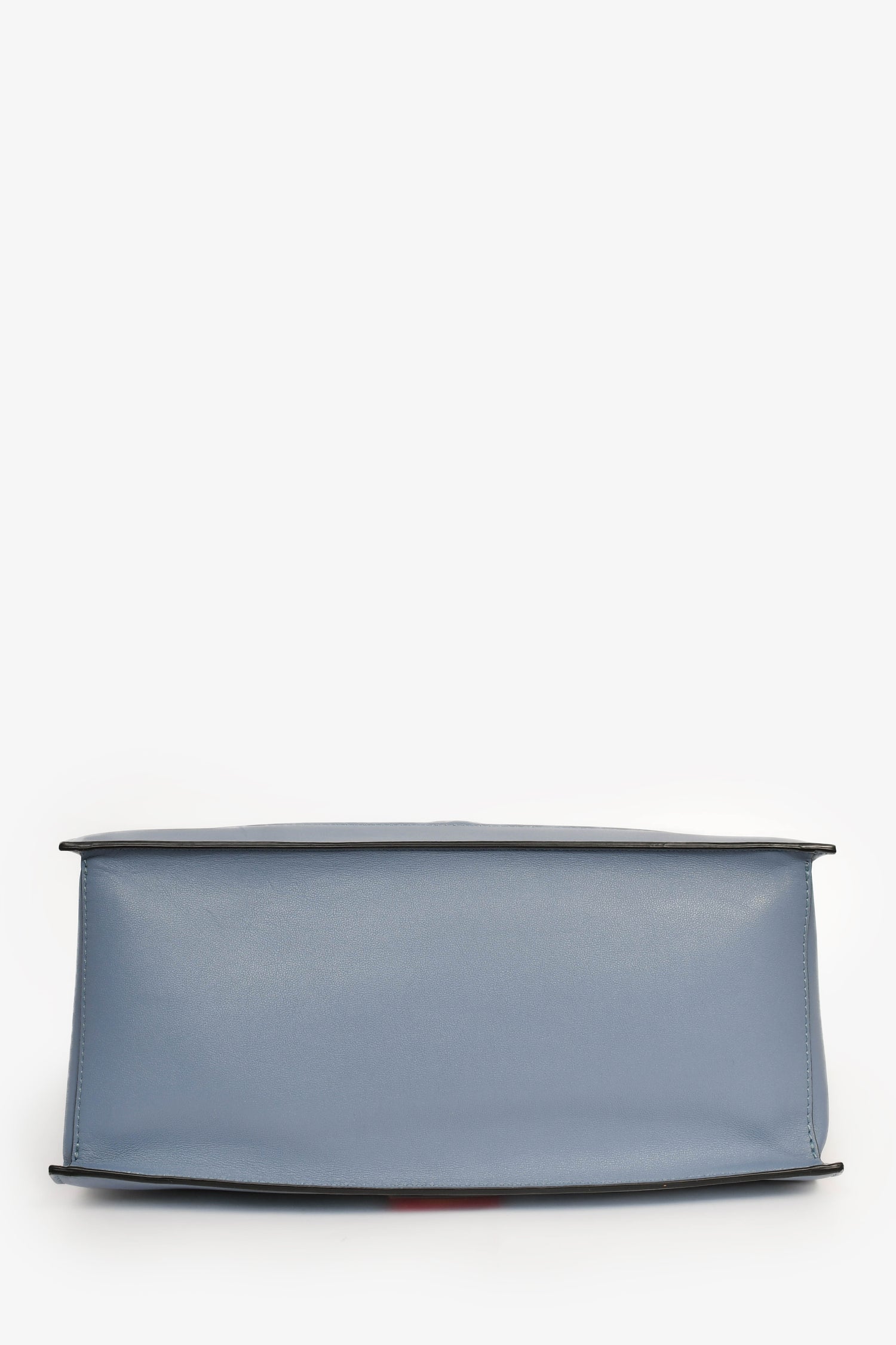 Valentino Blue Smooth Leather 'V' Logo Tote