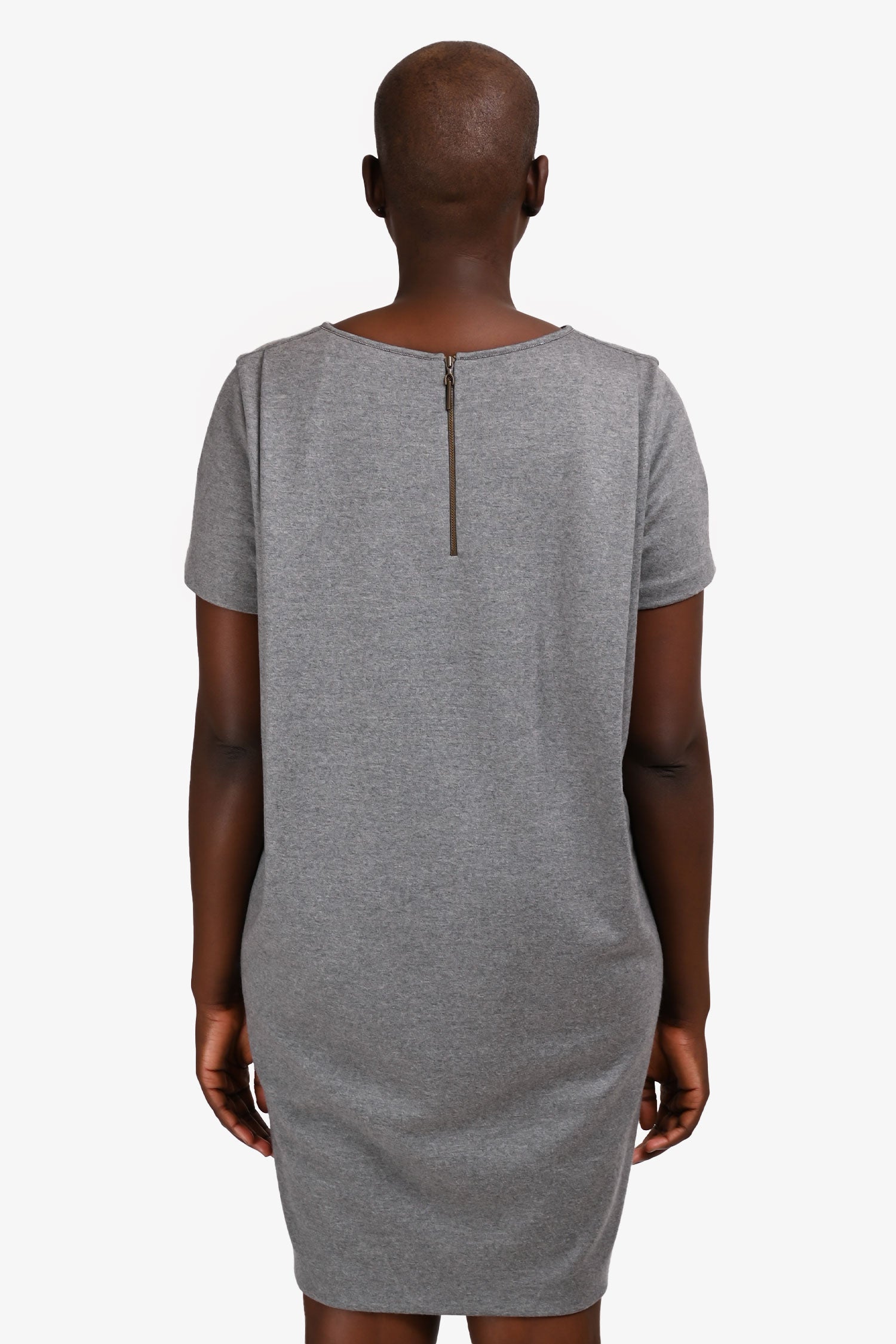 Brunello Cucinelli Grey Wool Beaded Dress Size L