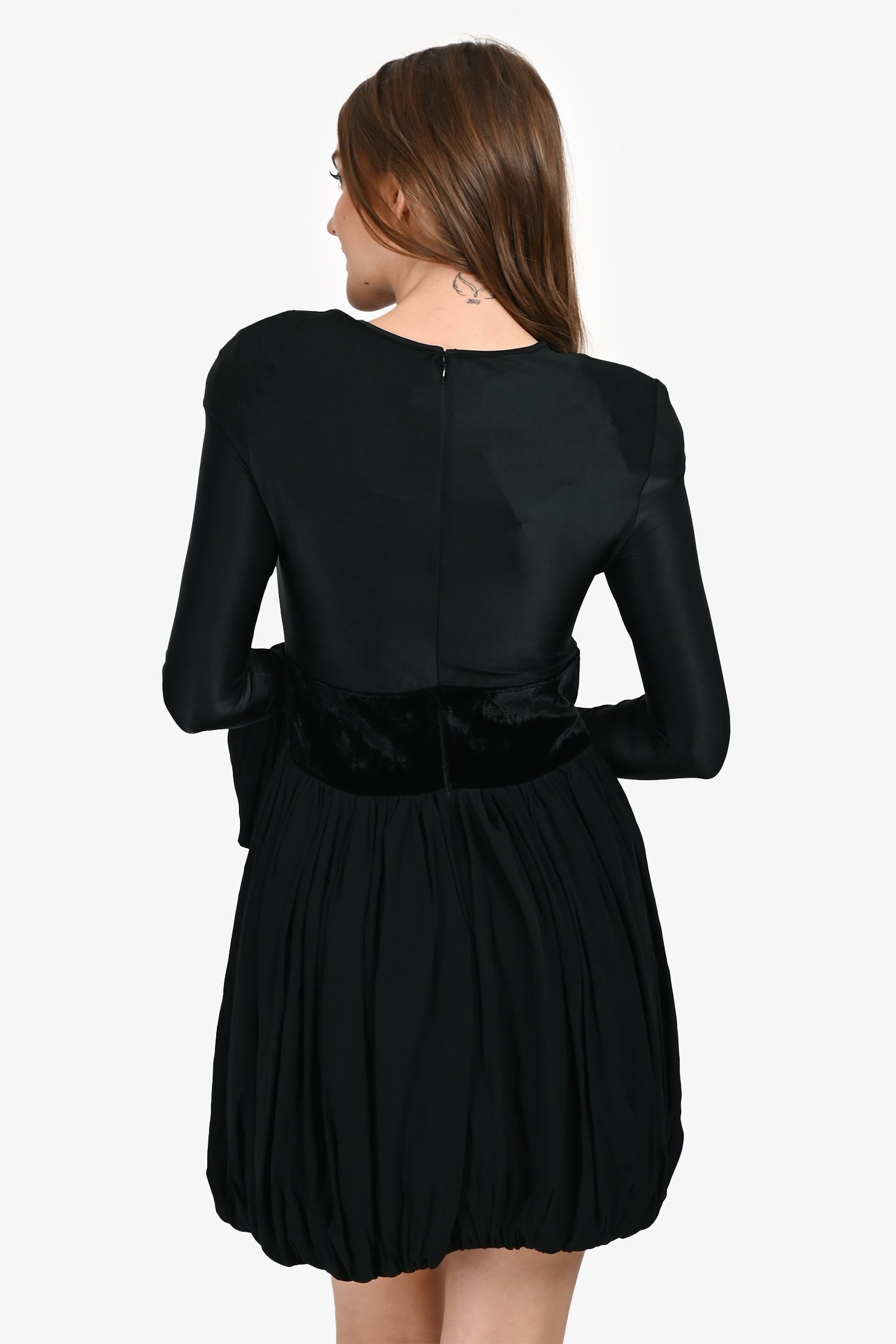 Paco Rabbane Black Bubble Hem Long Sleeve Mini Dress Size 38
