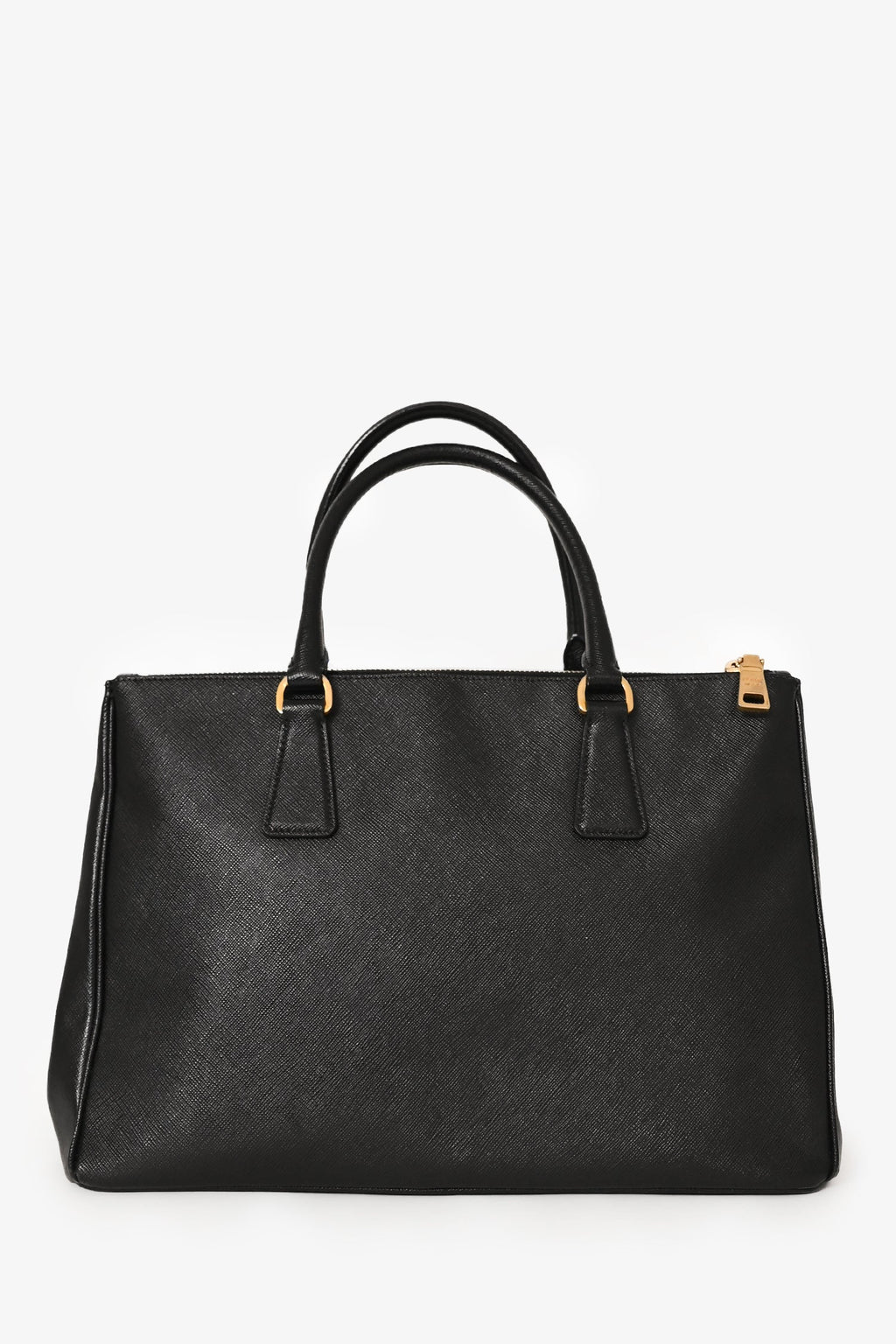 Prada Black Saffiano Leather Double Zip Galleria Tote with Strap