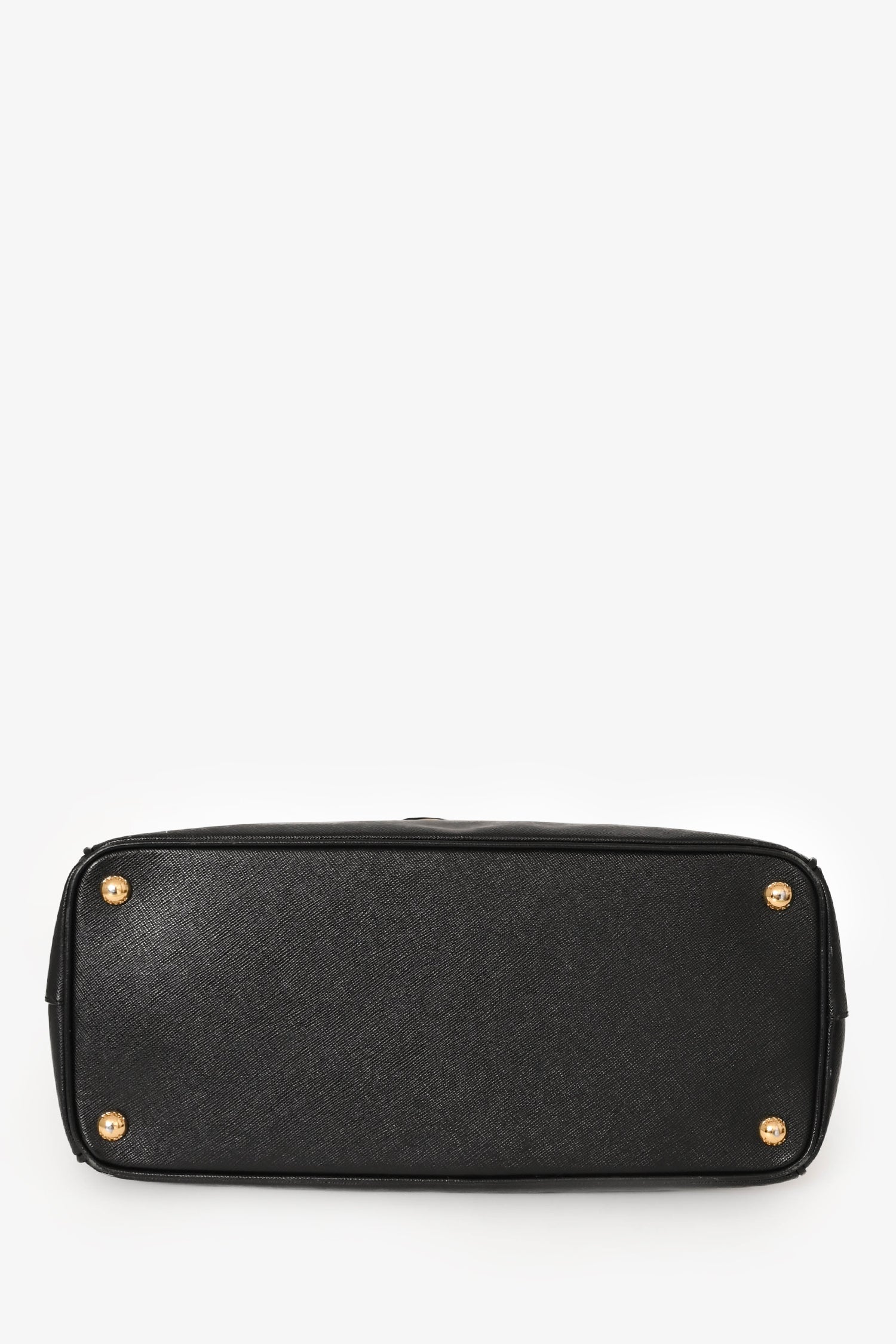 Prada Black Saffiano Leather Double Zip Galleria Tote with Strap