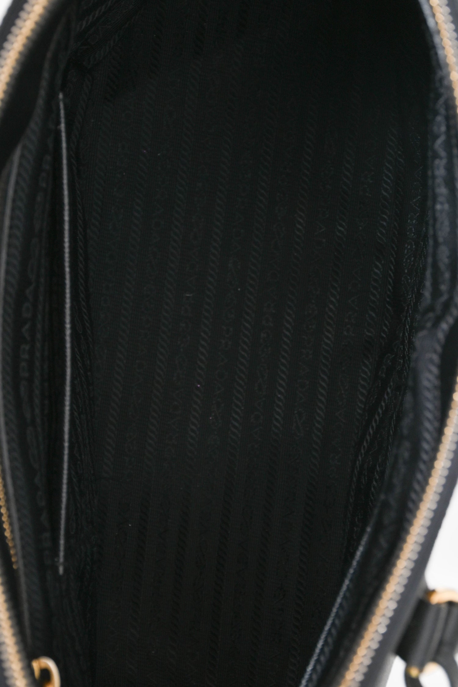Prada Black Saffiano Leather Double Zip Galleria Tote with Strap