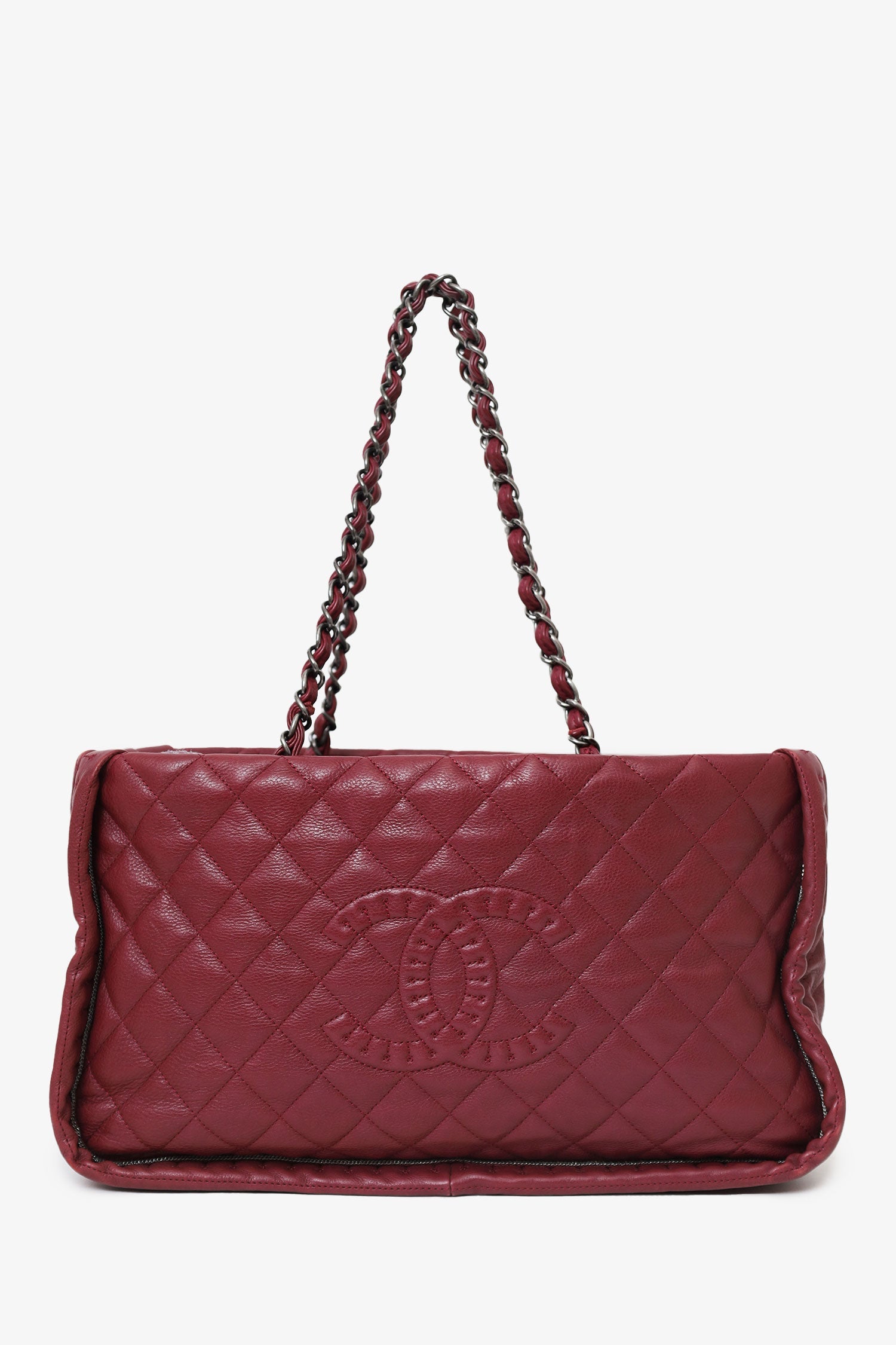 Pre-Loved Chanel™ 2011-12 Burgundy Quilted Leather CC Chain Tote