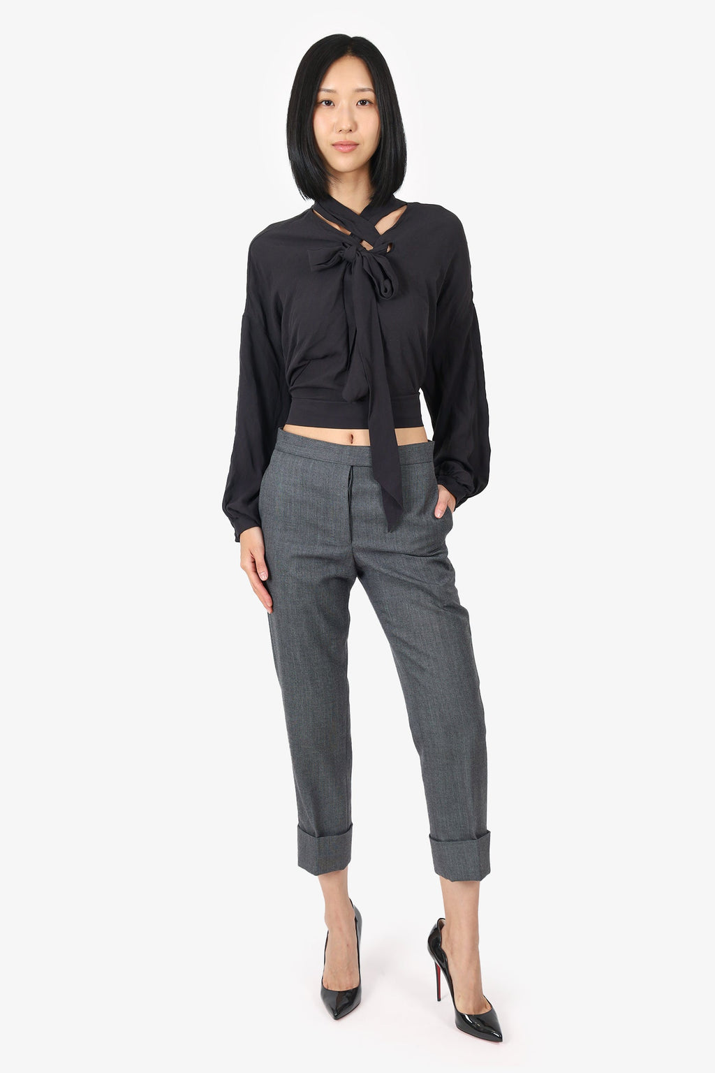 Thom Browne Grey Wool Straight Leg Pants Size 36