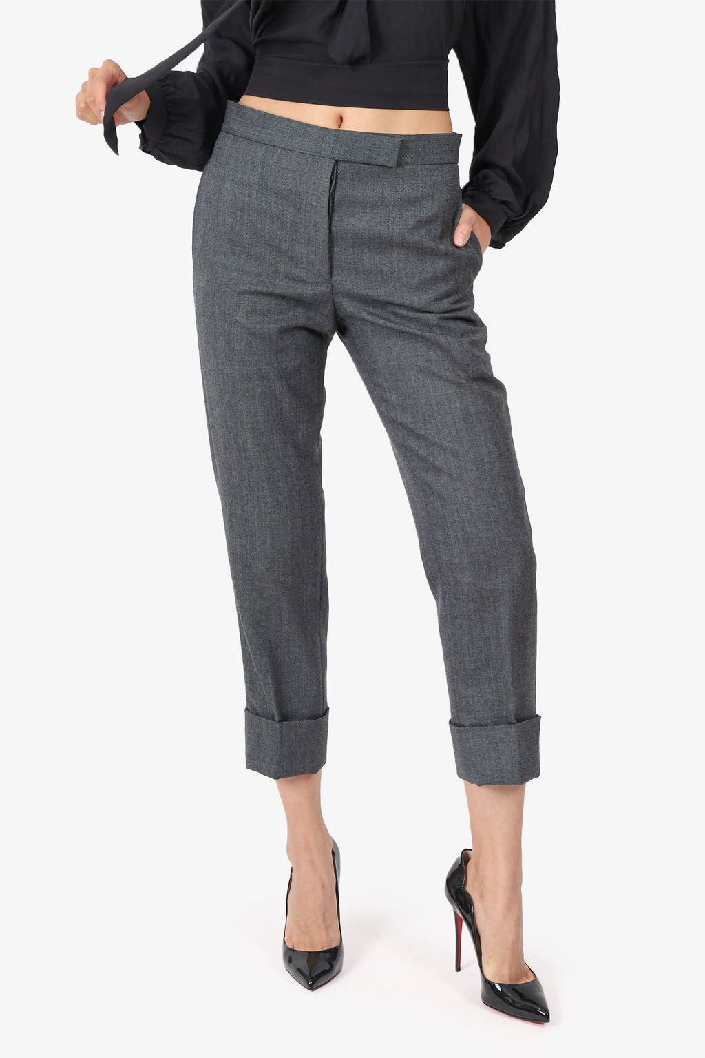 Thom Browne Grey Wool Straight Leg Pants Size 36