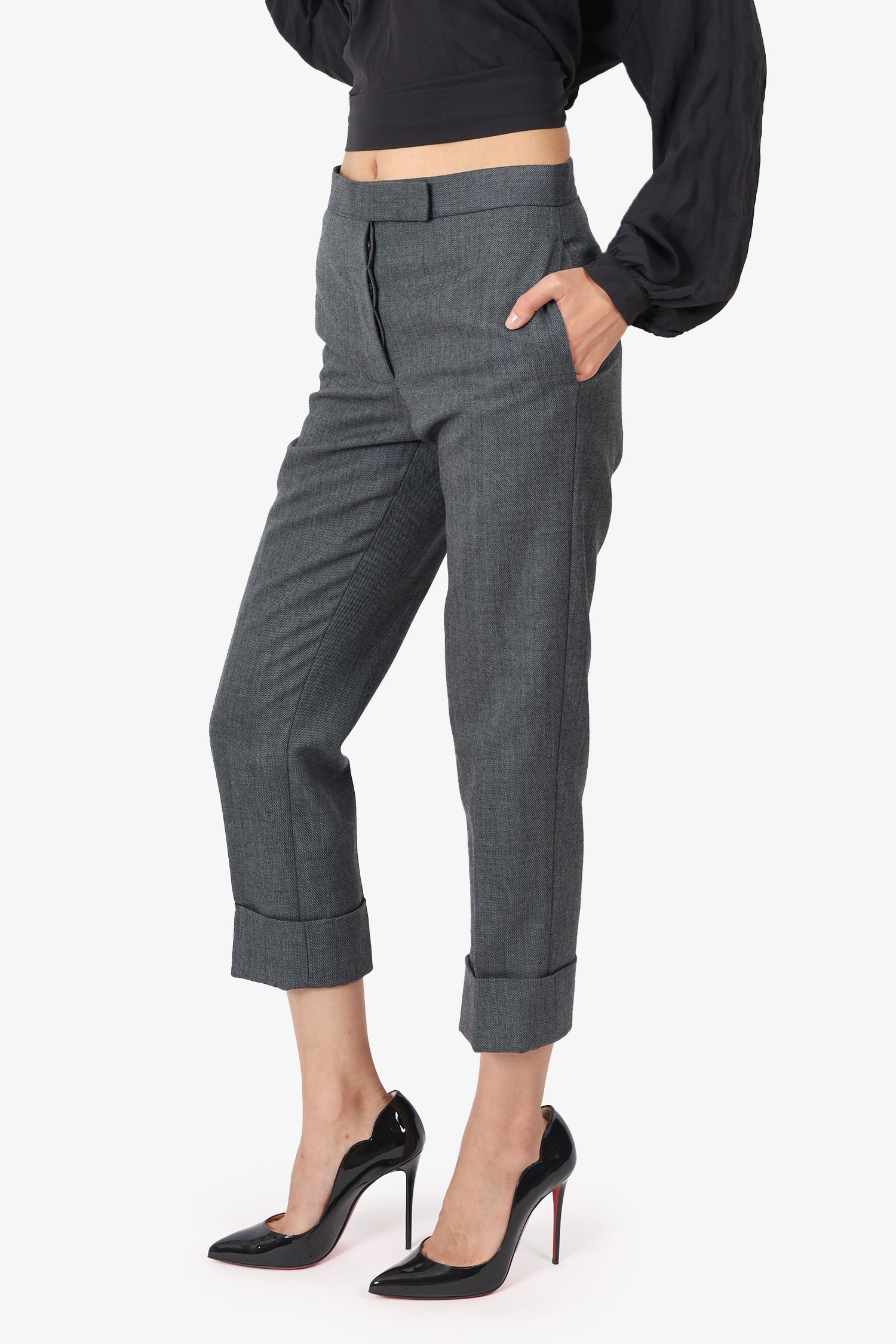 Thom Browne Grey Wool Straight Leg Pants Size 36