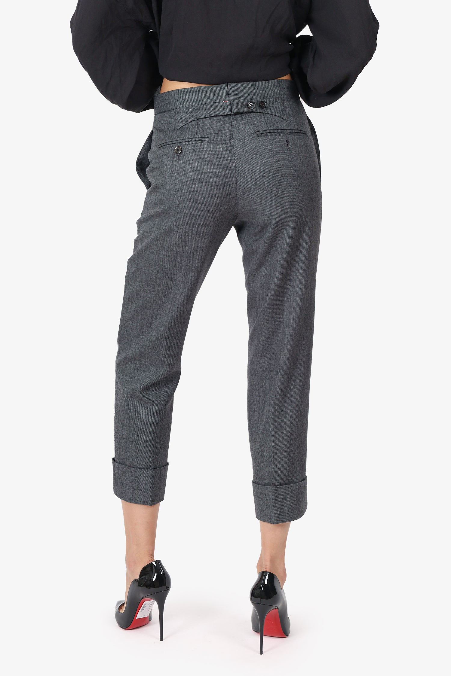 Thom Browne Grey Wool Straight Leg Pants Size 36