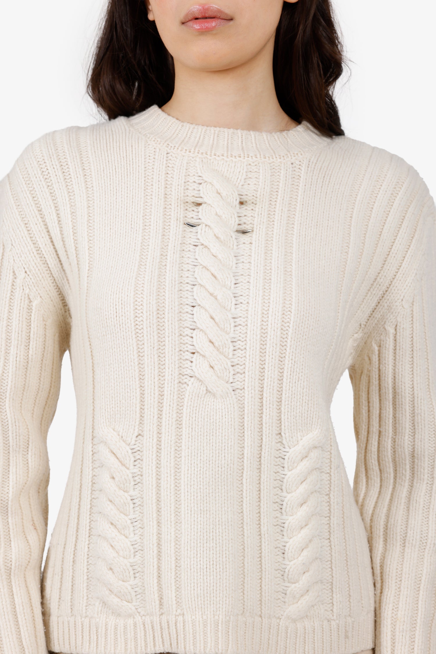 Mugler Cream Wool/Cashmere Knit Sweater Size L