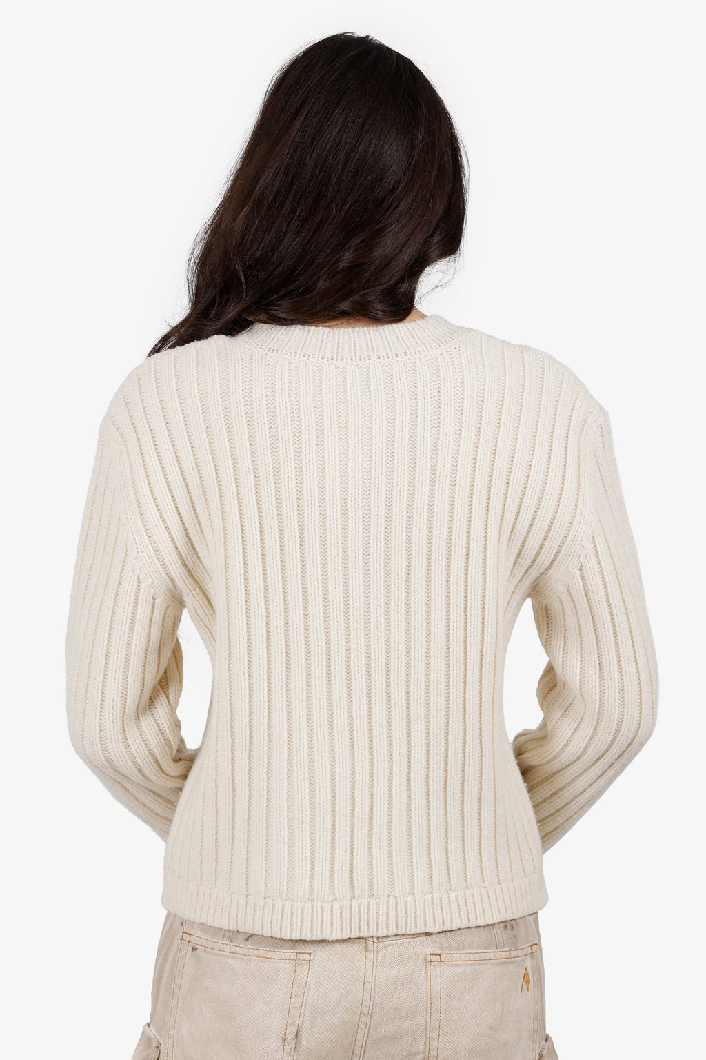 Mugler Cream Wool/Cashmere Knit Sweater Size L
