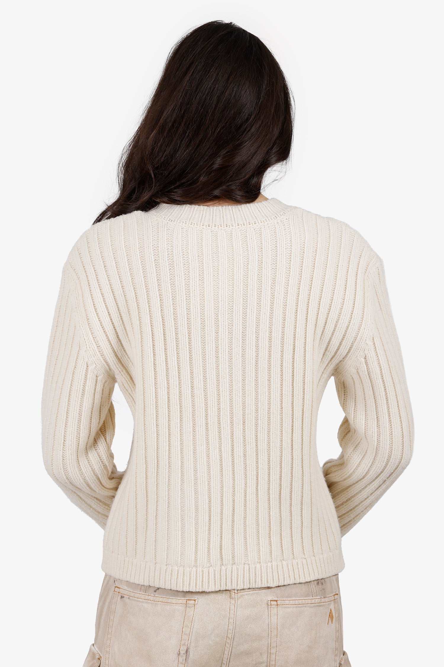 Mugler Cream Wool/Cashmere Knit Sweater Size L