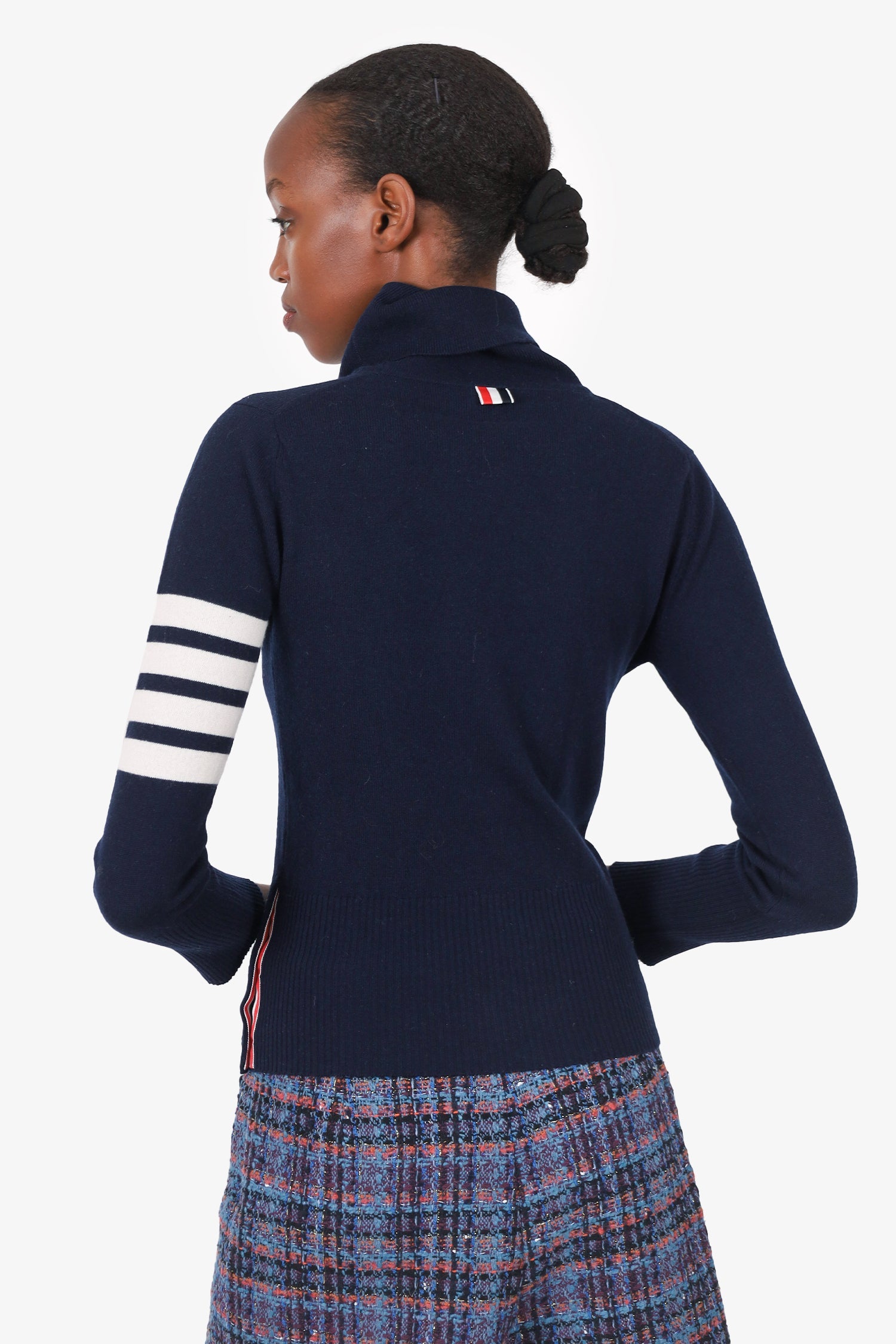 Thom Browne Navy Knit Cashmere Turtle Neck Sweater Size 38