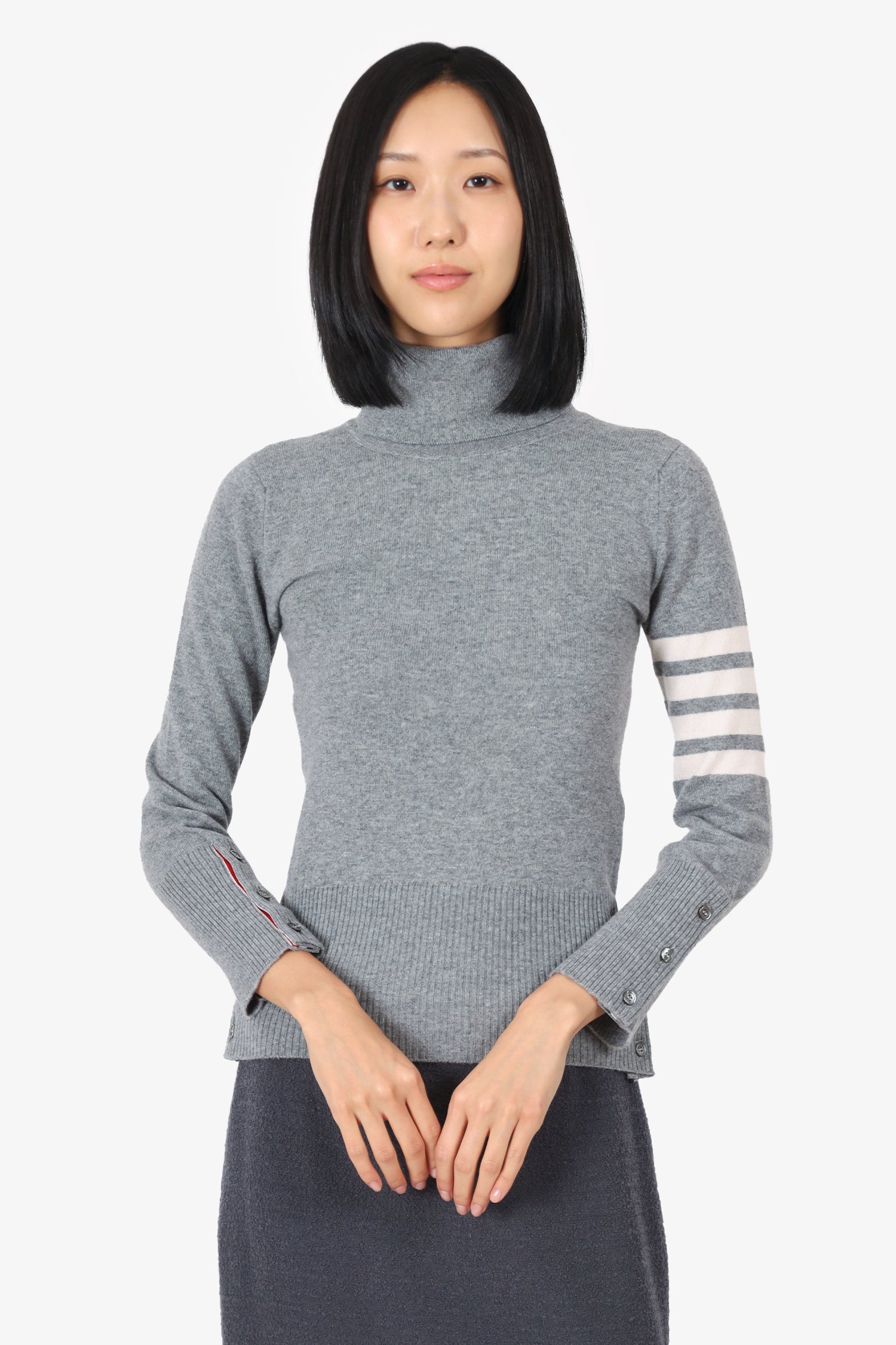 Thom Grey Knit Cashmere Turtle Neck Sweater Size 38
