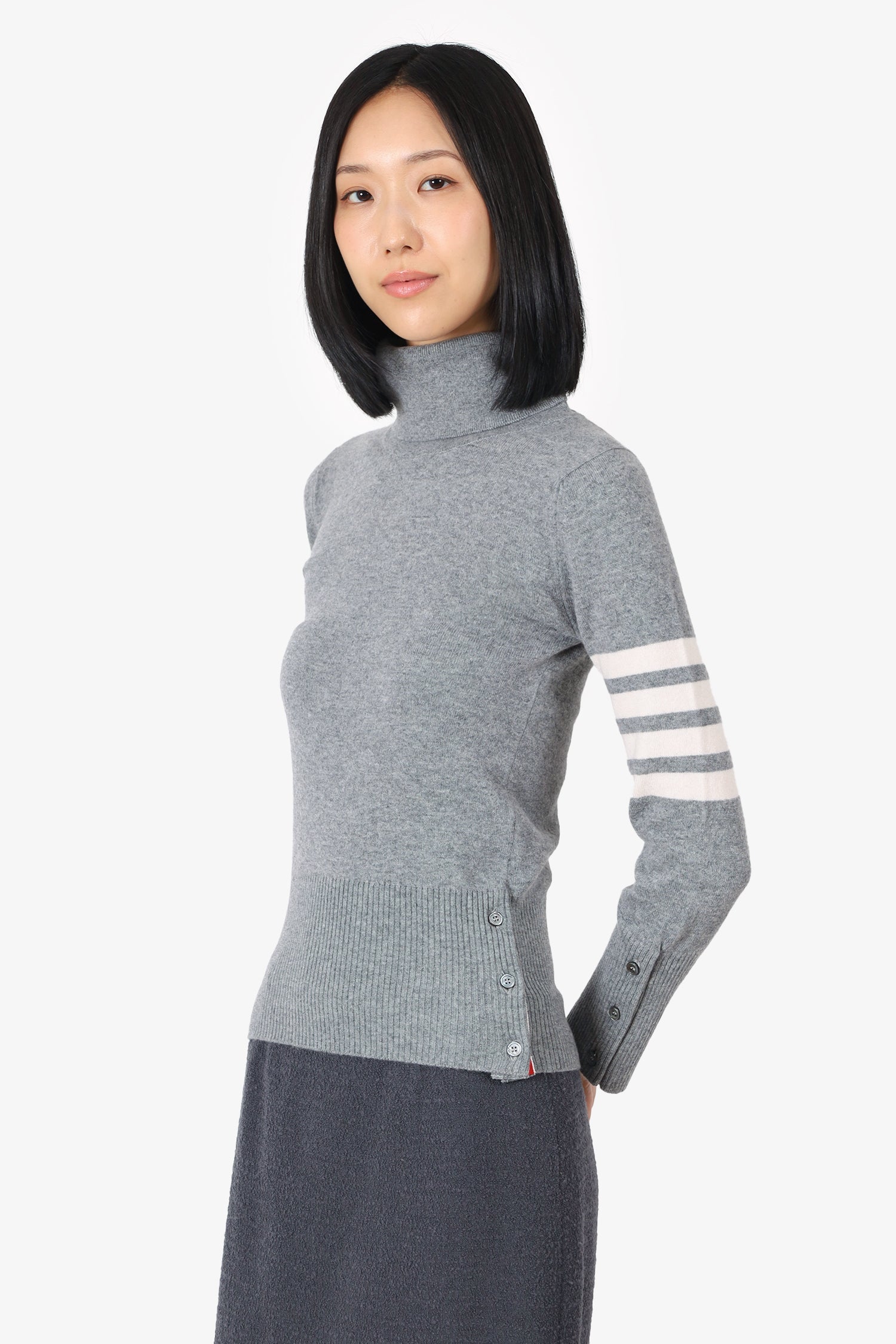 Thom Grey Knit Cashmere Turtle Neck Sweater Size 38