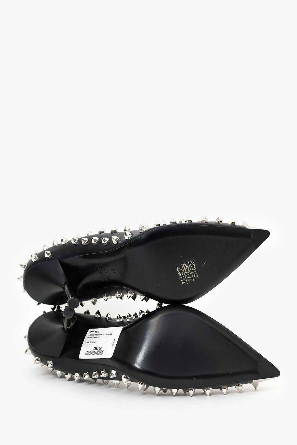 Alexander McQueen Black/Silver Spiked Pointed Heels Size 40