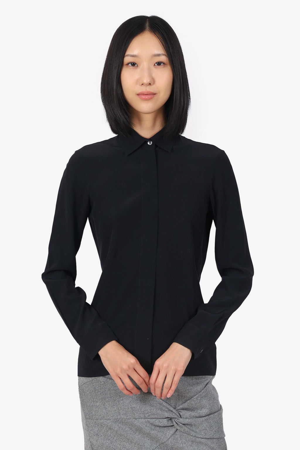 Gucci Black Silk Button Down Blouse Size 38