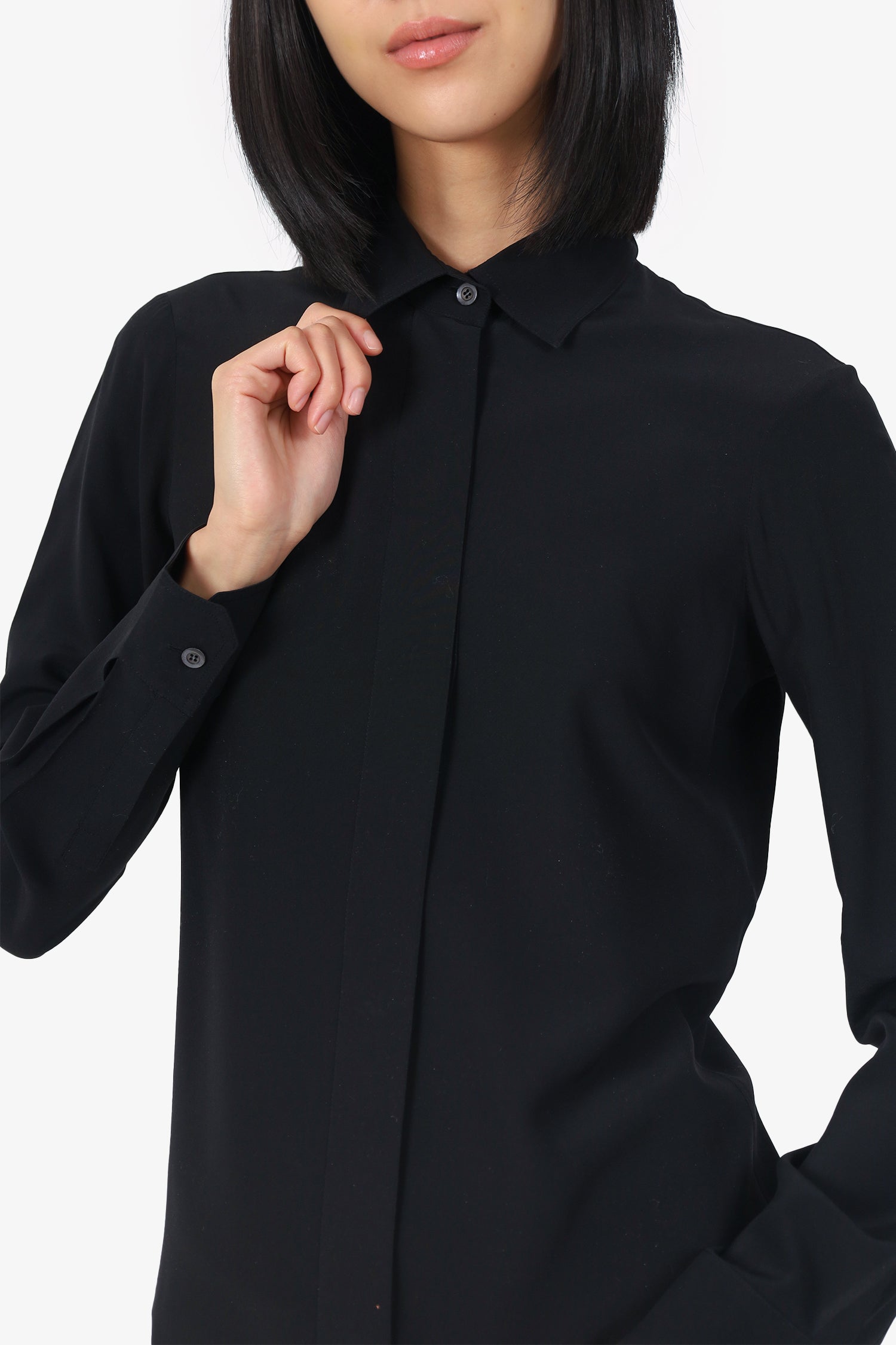 Gucci Black Silk Button Down Blouse Size 38