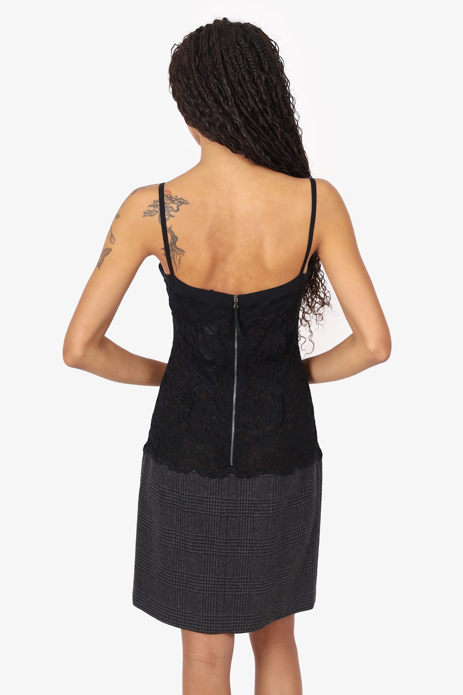 D&G Black/GREY Lace/Wool Mini Dress size 40