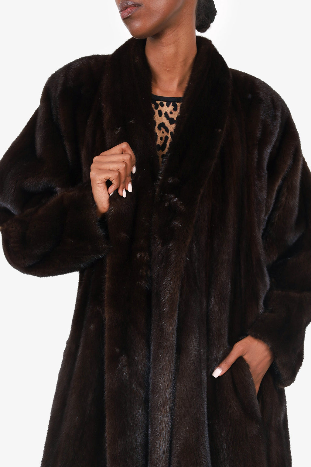 Vintage Brown Mink Long Coat Estimated Size L