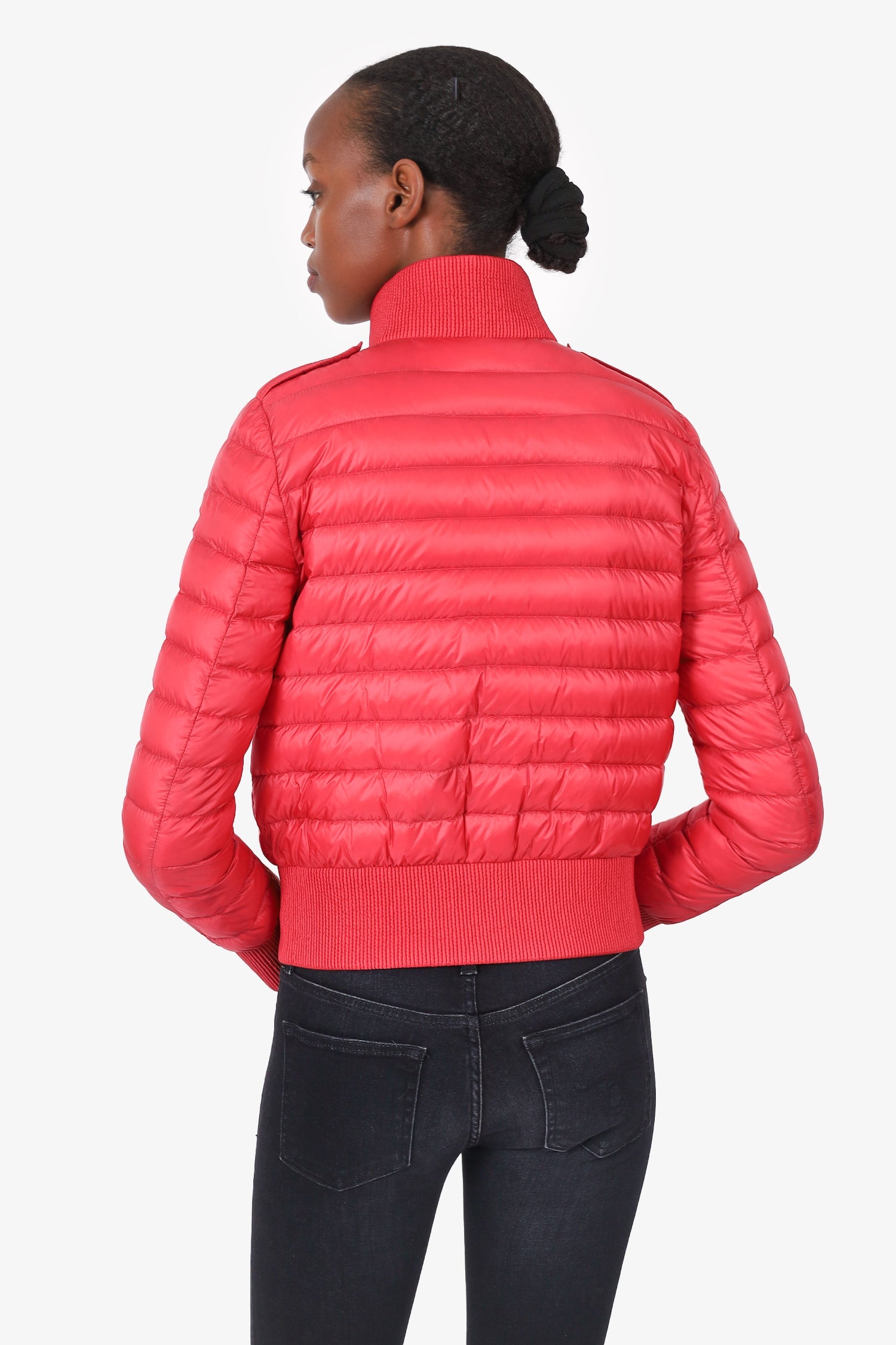 Moncler Red Dowh Puffer Bomber Jacket Size 1