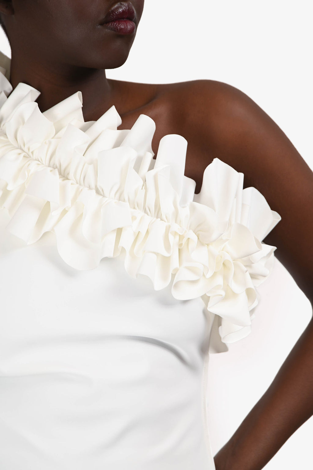 Greta Constantine White Ruffled Off The Shoulder Top Size 10