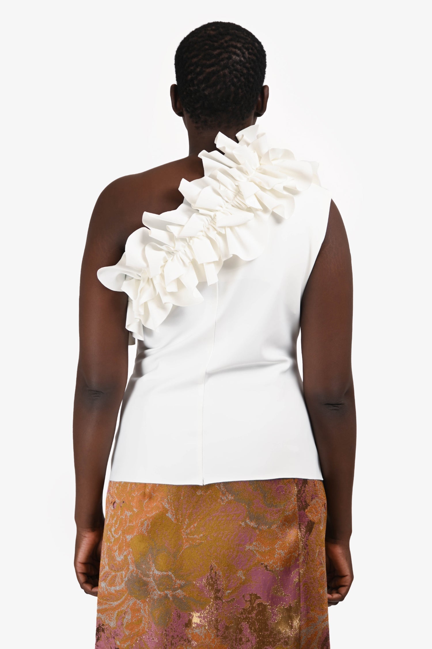 Greta Constantine White Ruffled Off The Shoulder Top Size 10
