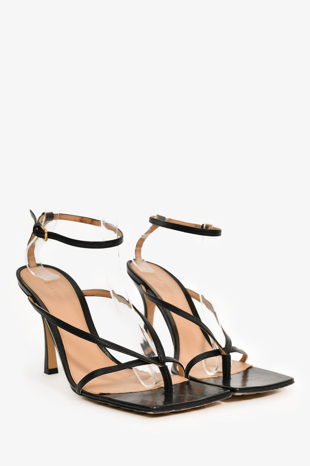 Bottega Veneta Black Leather 'Stretch Strap' Heels Size 40