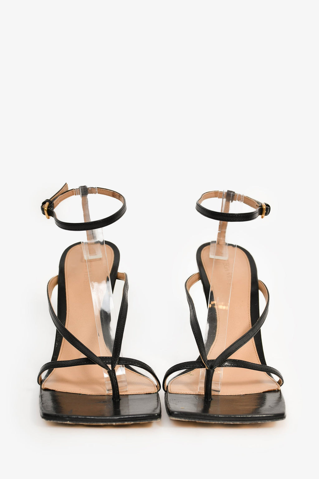 Bottega Veneta Black Leather 'Stretch Strap' Heels Size 40