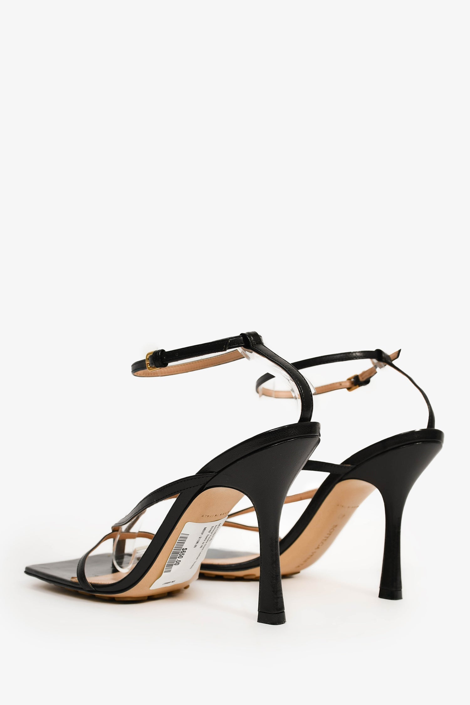 Bottega Veneta Black Leather 'Stretch Strap' Heels Size 40