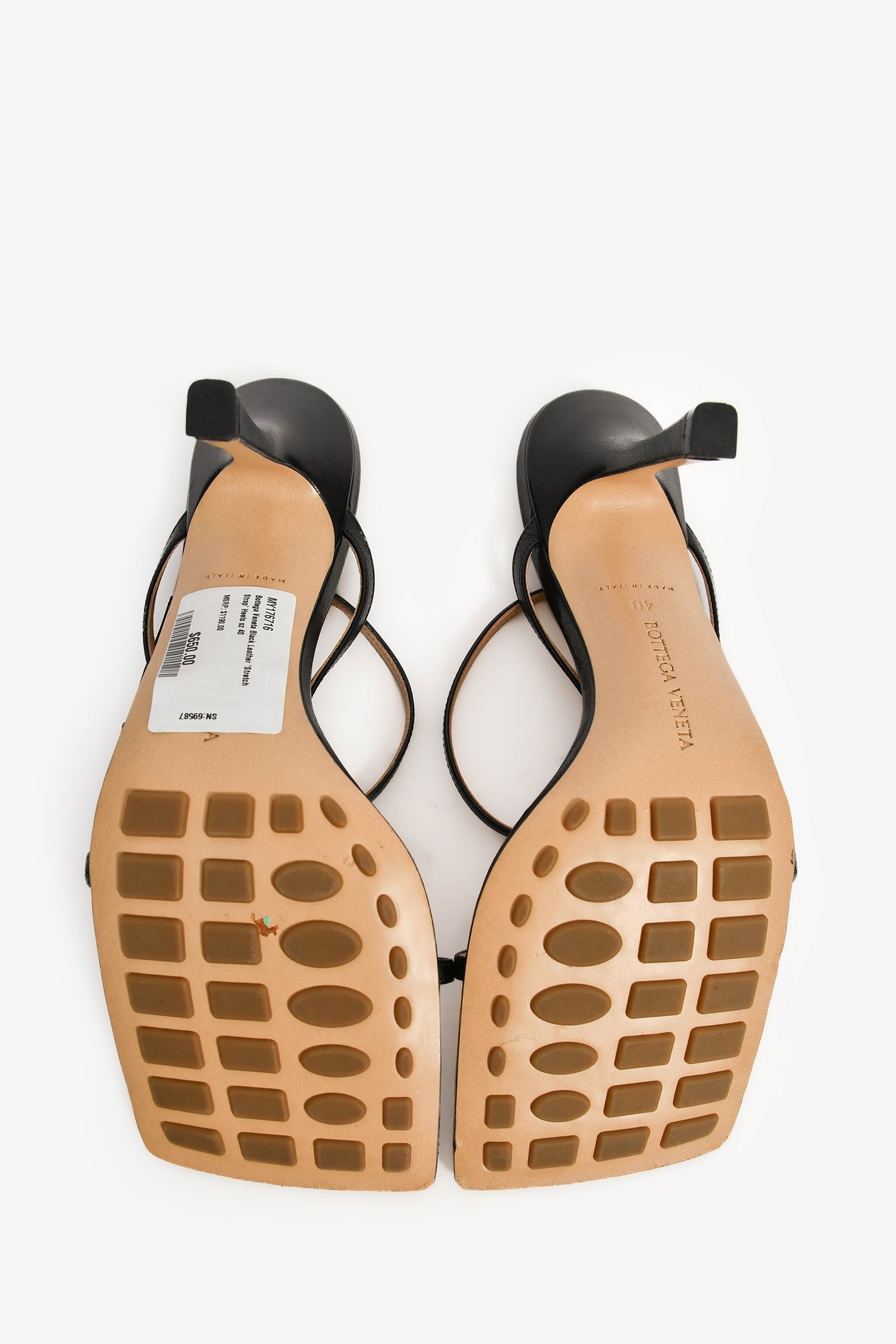 Bottega Veneta Black Leather 'Stretch Strap' Heels Size 40
