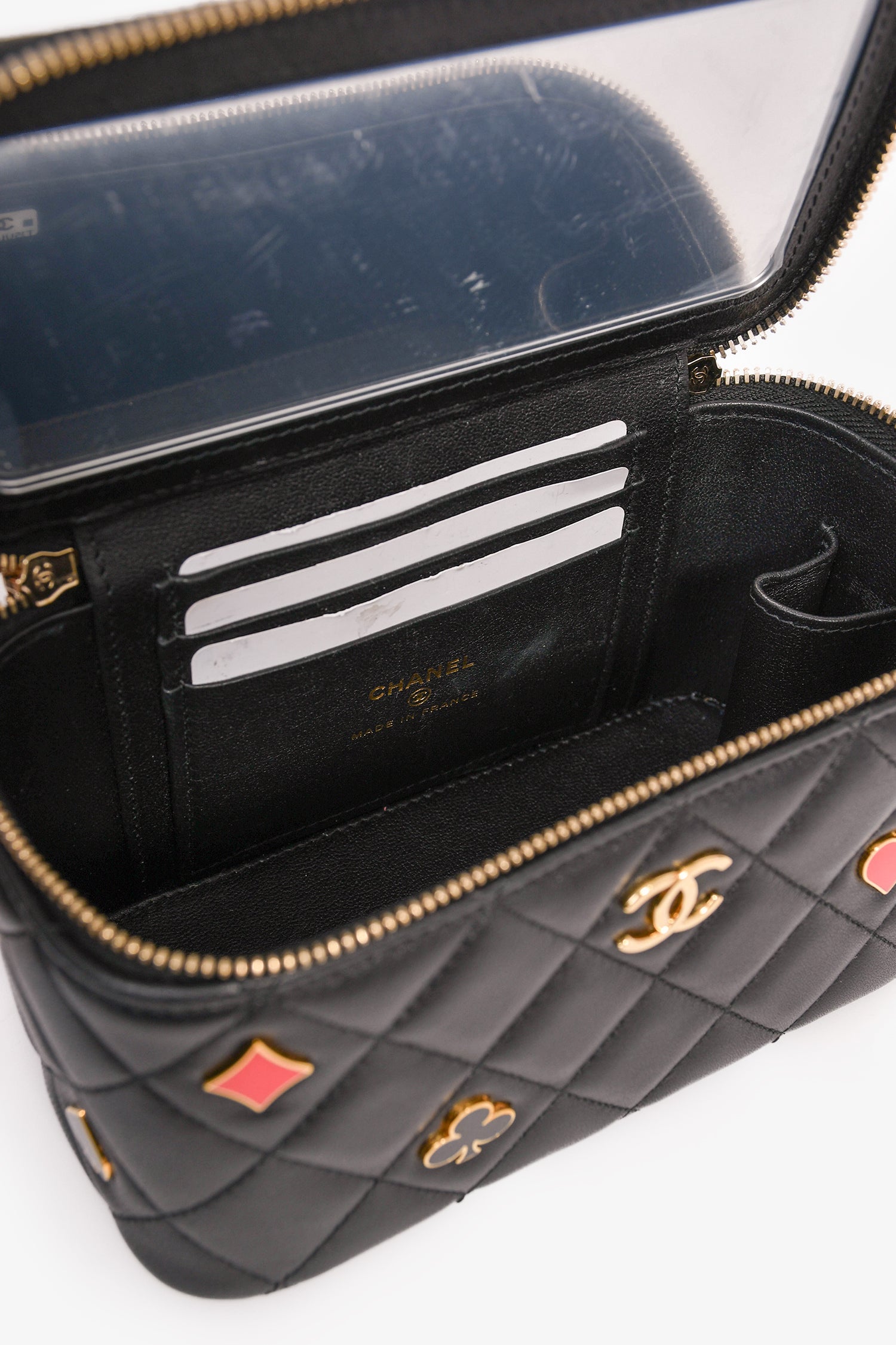 Pre-Loved Chanel™ 2021+ Black Lambskin Leather Coco Casino Small Vanity Case Crossbody
