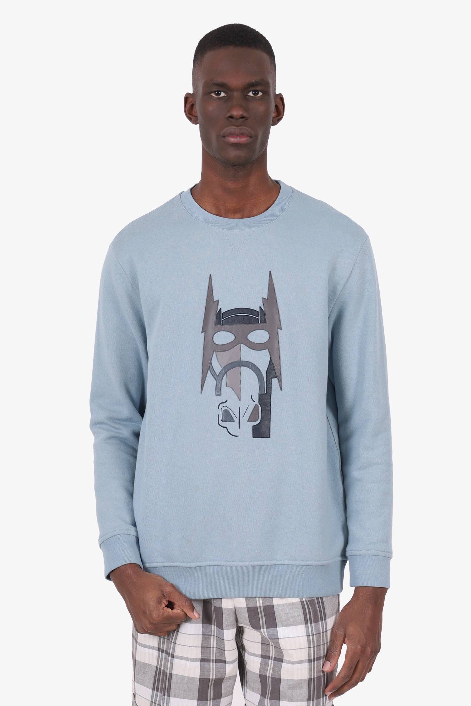 Hermès Blue Leather Embroidered Horse Sweater Size L Mens