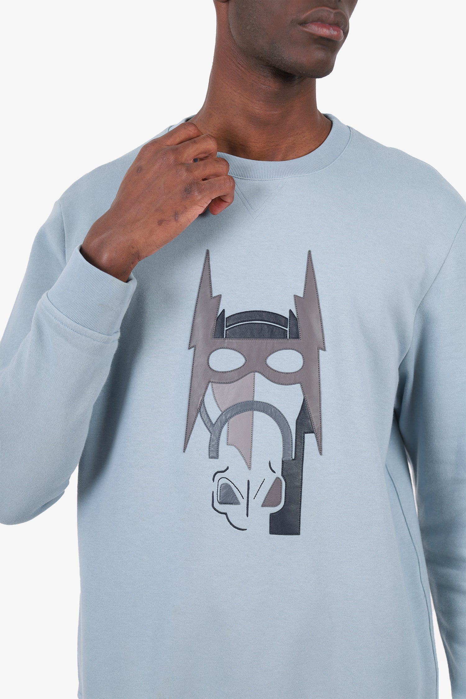 Hermès Blue Leather Embroidered Horse Sweater Size L Mens