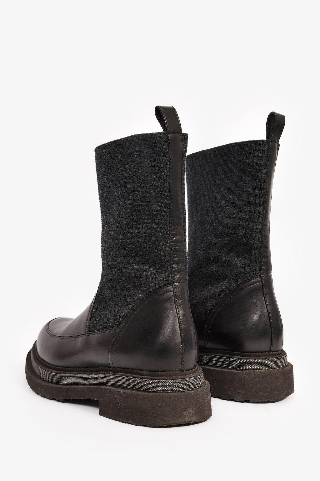 Brunello Cucinelli Black/Grey Beaded Chelsea Boot Size 39.5